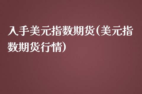 入手美元指数期货(美元指数期货行情)_https://www.yunyouns.com_期货直播_第1张