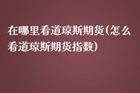 在哪里看道琼斯期货(怎么看道琼斯期货指数)_https://www.yunyouns.com_期货行情_第1张