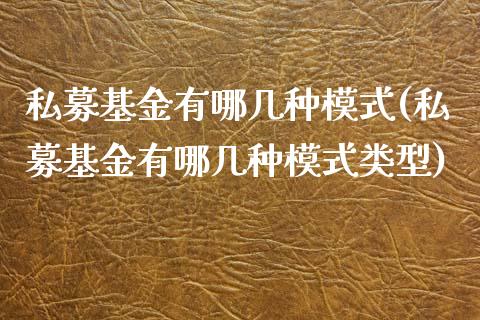 私募基金有哪几种模式(私募基金有哪几种模式类型)_https://www.yunyouns.com_期货行情_第1张