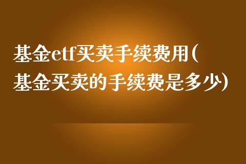 基金etf买卖手续费用(基金买卖的手续费是多少)_https://www.yunyouns.com_股指期货_第1张