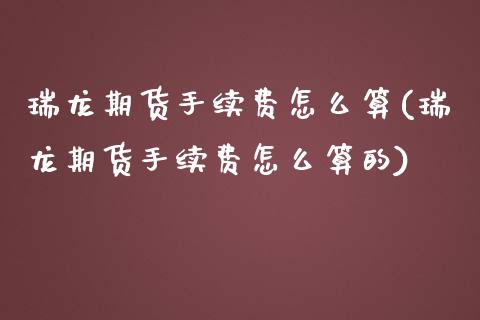 瑞龙期货手续费怎么算(瑞龙期货手续费怎么算的)_https://www.yunyouns.com_恒生指数_第1张