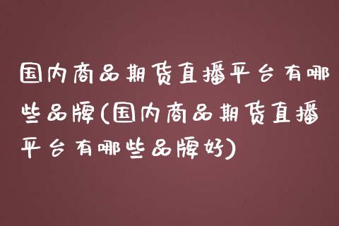 国内商品期货直播平台有哪些品牌(国内商品期货直播平台有哪些品牌好)_https://www.yunyouns.com_期货直播_第1张