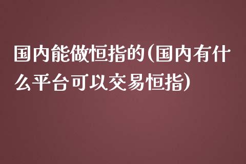 国内能做恒指的(国内有什么平台可以交易恒指)_https://www.yunyouns.com_期货直播_第1张