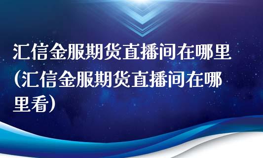 汇信金服期货直播间在哪里(汇信金服期货直播间在哪里看)_https://www.yunyouns.com_股指期货_第1张