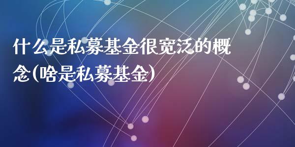 什么是私募基金很宽泛的概念(啥是私募基金)_https://www.yunyouns.com_期货行情_第1张