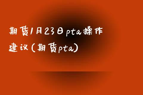 期货1月23日pta操作建议(期货pta)_https://www.yunyouns.com_期货直播_第1张