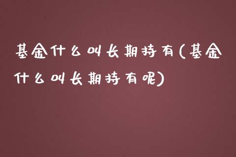 基金什么叫长期持有(基金什么叫长期持有呢)_https://www.yunyouns.com_股指期货_第1张