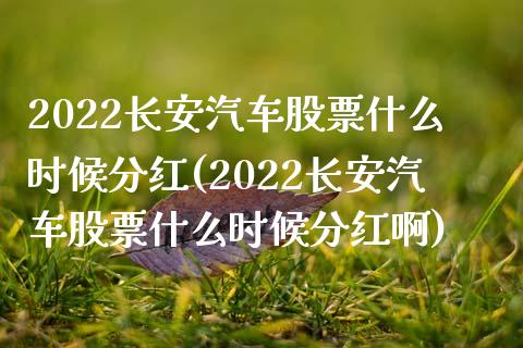 2022长安汽车股票什么时候分红(2022长安汽车股票什么时候分红啊)_https://www.yunyouns.com_恒生指数_第1张