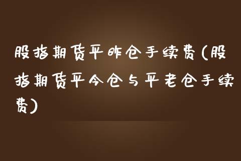 股指期货平昨仓手续费(股指期货平今仓与平老仓手续费)_https://www.yunyouns.com_股指期货_第1张