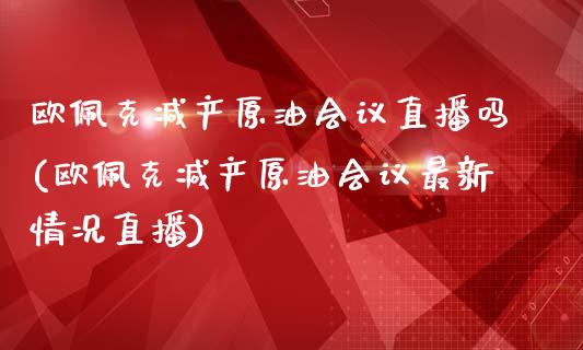 欧佩克减产原油直播吗(欧佩克减产原油最新情况直播)_https://www.yunyouns.com_期货直播_第1张