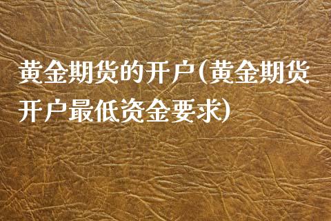 黄金期货的开户(黄金期货开户最低资金要求)_https://www.yunyouns.com_股指期货_第1张