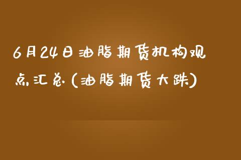 6月24日油脂期货机构观点汇总(油脂期货大跌)_https://www.yunyouns.com_期货行情_第1张