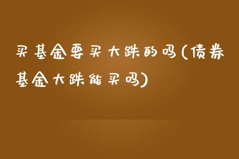 买基金要买大跌的吗(债券基金大跌能买吗)_https://www.yunyouns.com_期货直播_第1张