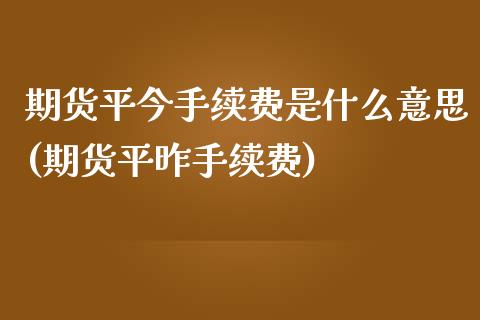 期货平今手续费是什么意思(期货平昨手续费)_https://www.yunyouns.com_期货行情_第1张