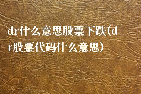 dr什么意思股票下跌(dr股票代码什么意思)_https://www.yunyouns.com_期货行情_第1张