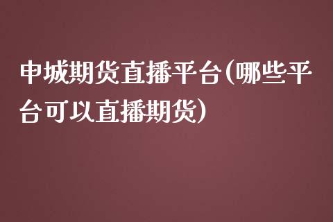 申城期货直播平台(哪些平台可以直播期货)_https://www.yunyouns.com_期货直播_第1张