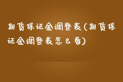 期货保证金调整表(期货保证金调整表怎么看)_https://www.yunyouns.com_期货行情_第1张