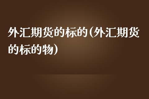 外汇期货的标的(外汇期货的标的物)_https://www.yunyouns.com_恒生指数_第1张