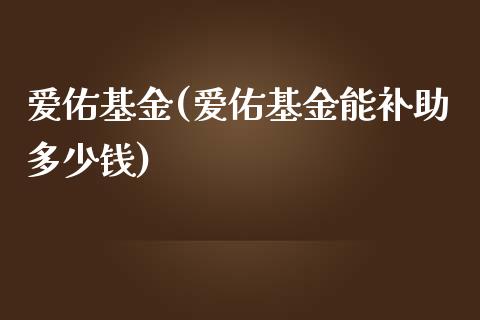 爱佑基金(爱佑基金能补助多少钱)_https://www.yunyouns.com_恒生指数_第1张