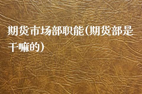 期货市场部职能(期货部是干嘛的)_https://www.yunyouns.com_恒生指数_第1张