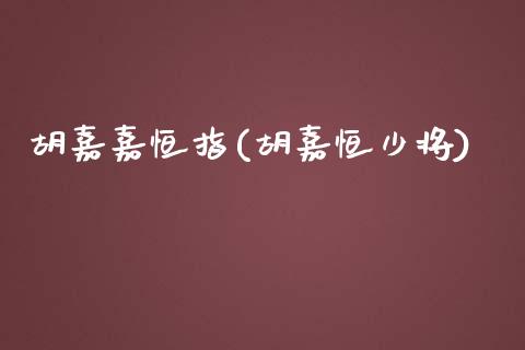 胡嘉嘉恒指(胡嘉恒少将)_https://www.yunyouns.com_股指期货_第1张