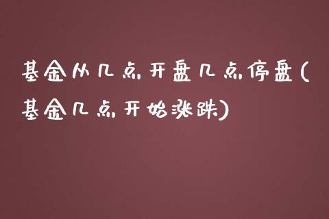 基金从几点开盘几点停盘(基金几点开始涨跌)_https://www.yunyouns.com_股指期货_第1张