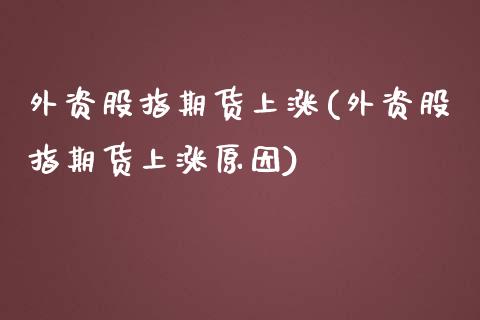 外资股指期货上涨(外资股指期货上涨原因)_https://www.yunyouns.com_股指期货_第1张