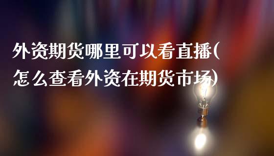 外资期货哪里可以看直播(怎么查看外资在期货市场)_https://www.yunyouns.com_期货行情_第1张