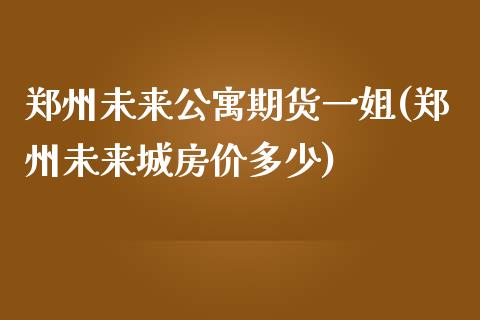 郑州未来公寓期货一姐(郑州未来城房价多少)_https://www.yunyouns.com_股指期货_第1张