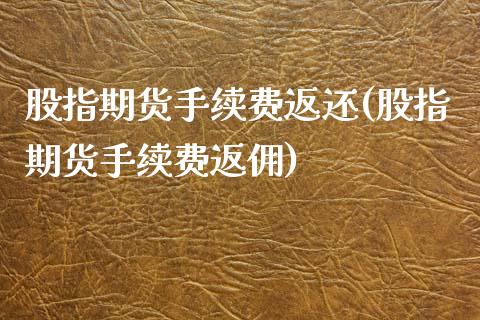 股指期货手续费返还(股指期货手续费返佣)_https://www.yunyouns.com_股指期货_第1张