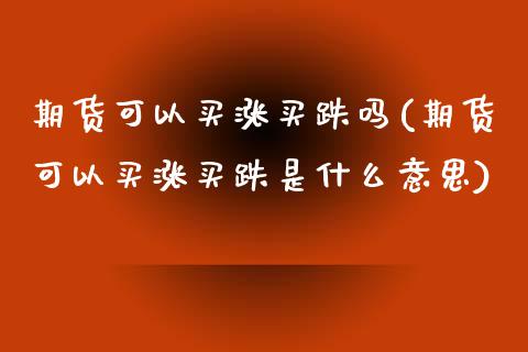 期货可以买涨买跌吗(期货可以买涨买跌是什么意思)_https://www.yunyouns.com_恒生指数_第1张