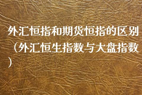 外汇恒指和期货恒指的区别（外汇恒生指数与大盘指数）_https://www.yunyouns.com_股指期货_第1张