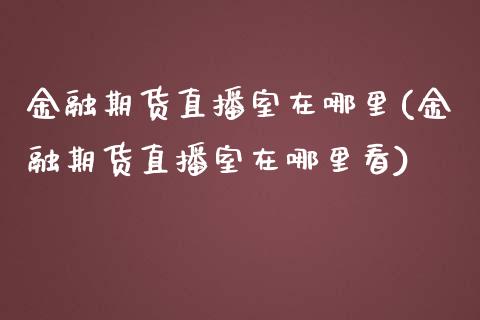 金融期货直播室在哪里(金融期货直播室在哪里看)_https://www.yunyouns.com_股指期货_第1张