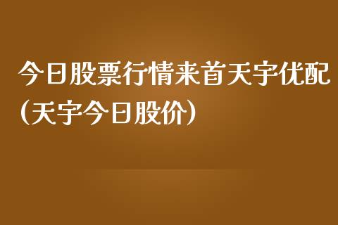 今日股票行情来首天宇优配(天宇今日股价)_https://www.yunyouns.com_期货直播_第1张