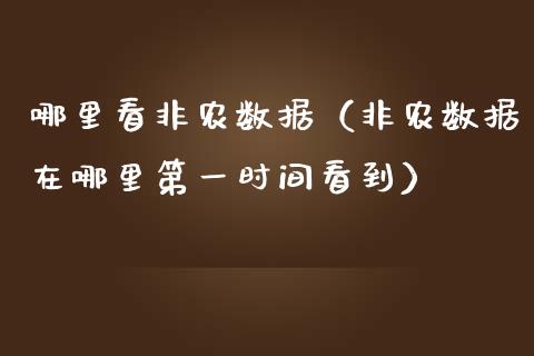 哪里看非农数据（非农数据在哪里第一时间看到）_https://www.yunyouns.com_期货行情_第1张