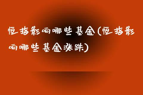 恒指影响哪些基金(恒指影响哪些基金涨跌)_https://www.yunyouns.com_期货行情_第1张