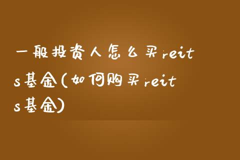 一般投资人怎么买reits基金(如何购买reits基金)_https://www.yunyouns.com_股指期货_第1张