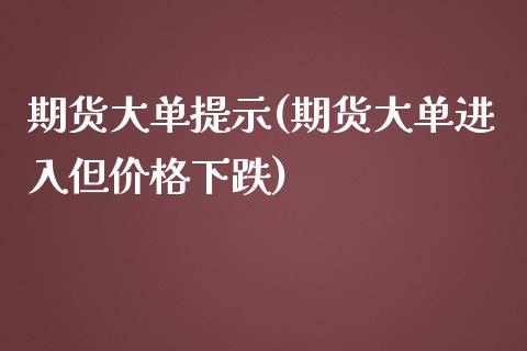 期货大单提示(期货大单进入但价格下跌)_https://www.yunyouns.com_恒生指数_第1张