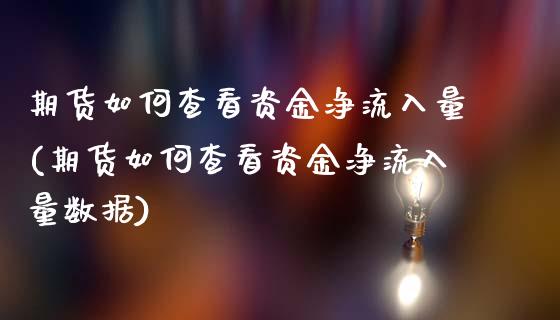 期货如何查看资金净流入量(期货如何查看资金净流入量数据)_https://www.yunyouns.com_期货直播_第1张