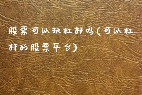 股票可以玩杠杆吗(可以杠杆的股票平台)_https://www.yunyouns.com_恒生指数_第1张