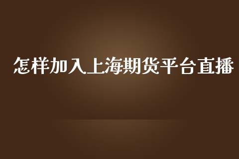 怎样加入上海期货平台直播_https://www.yunyouns.com_期货行情_第1张