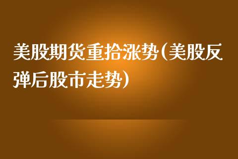 美股期货重拾涨势(美股反弹后股市走势)_https://www.yunyouns.com_期货直播_第1张