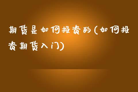 期货是如何投资的(如何投资期货入门)_https://www.yunyouns.com_期货直播_第1张