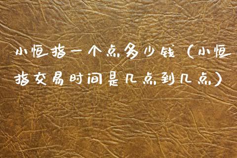 小恒指一个点多少钱（小恒指交易时间是几点到几点）_https://www.yunyouns.com_期货直播_第1张