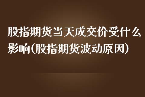 股指期货当天成交价受什么影响(股指期货波动原因)_https://www.yunyouns.com_股指期货_第1张