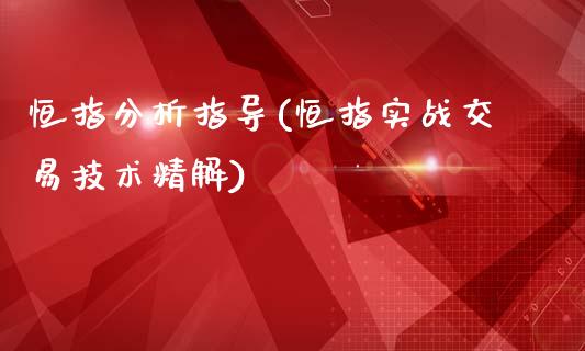 恒指分析指导(恒指实战交易技术精解)_https://www.yunyouns.com_恒生指数_第1张