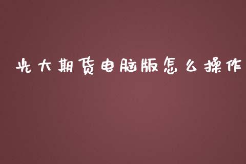 光大期货电脑版怎么操作_https://www.yunyouns.com_期货行情_第1张