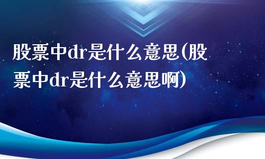 股票中dr是什么意思(股票中dr是什么意思啊)_https://www.yunyouns.com_期货直播_第1张