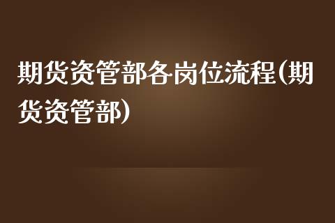 期货资管部各岗位流程(期货资管部)_https://www.yunyouns.com_股指期货_第1张