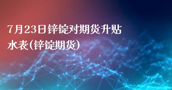 7月23日锌锭对期货升贴水表(锌锭期货)_https://www.yunyouns.com_期货直播_第1张